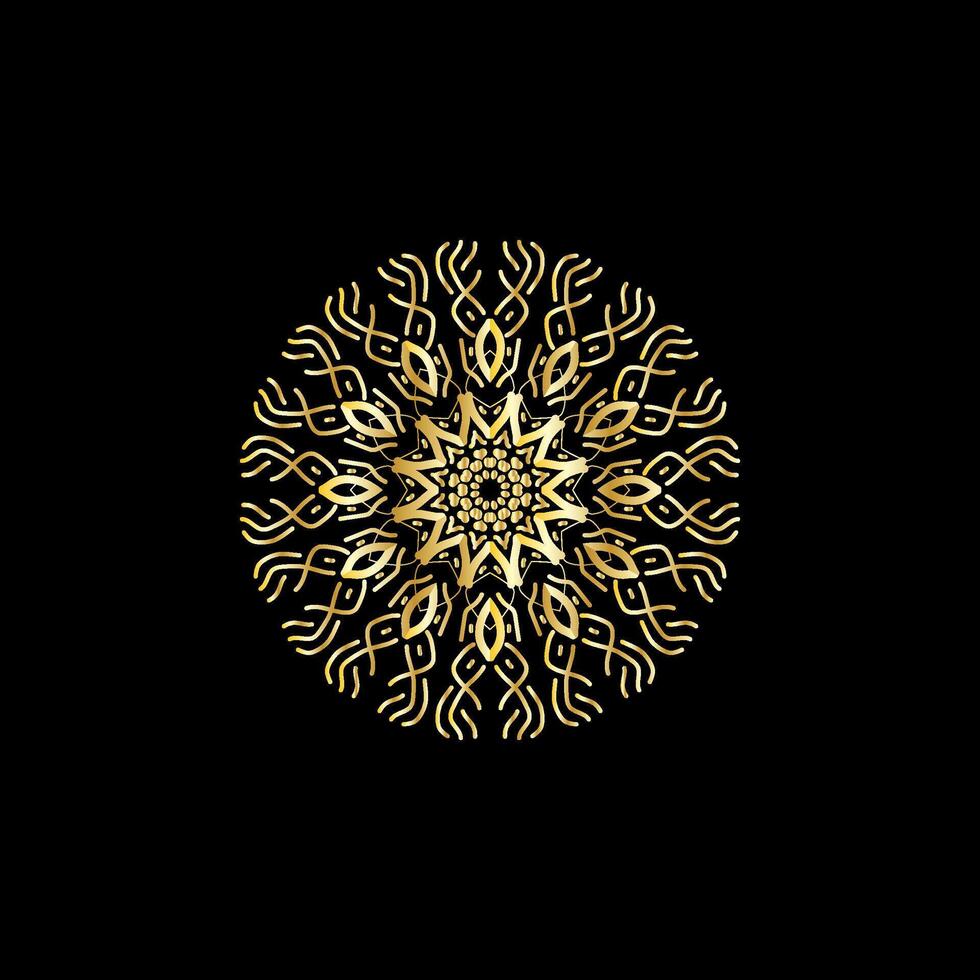 Mandala. Gold decorative element. Picture for coloring. Abstract circular ornament with stylized leaves vector