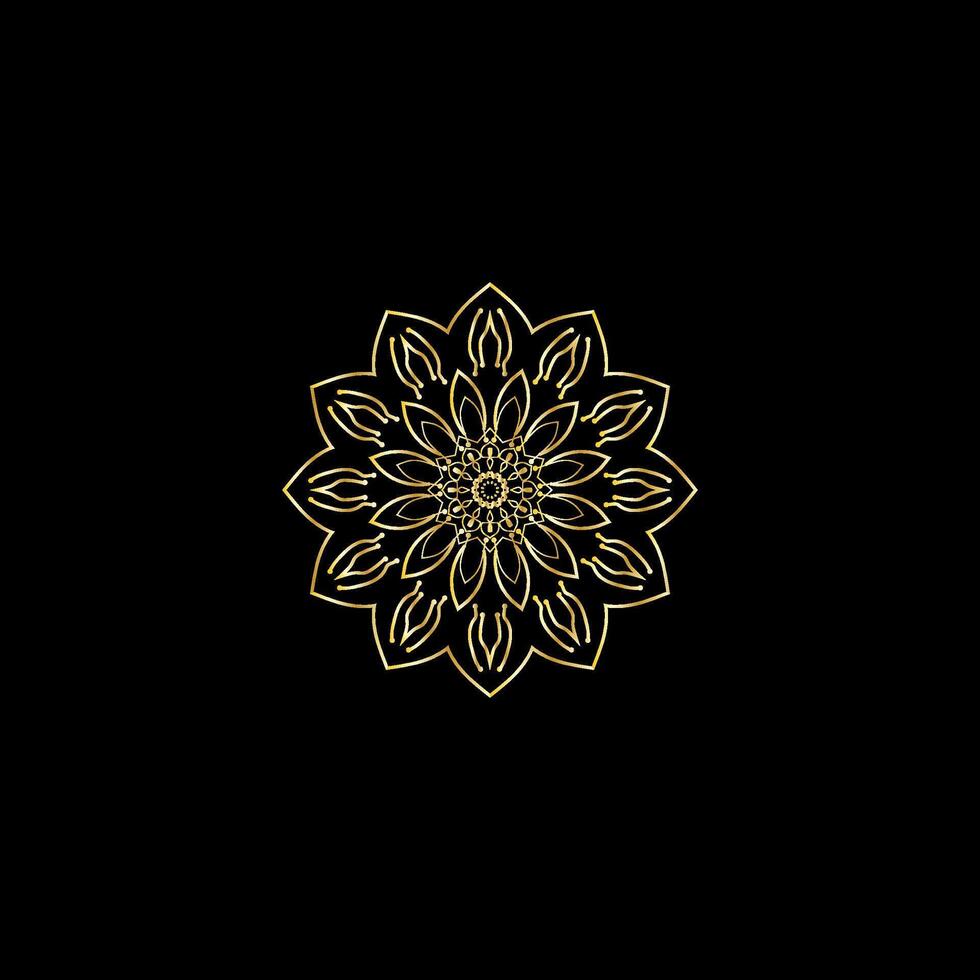 Mandala. Gold decorative element. Picture for coloring. Abstract circular ornament with stylized leaves vector