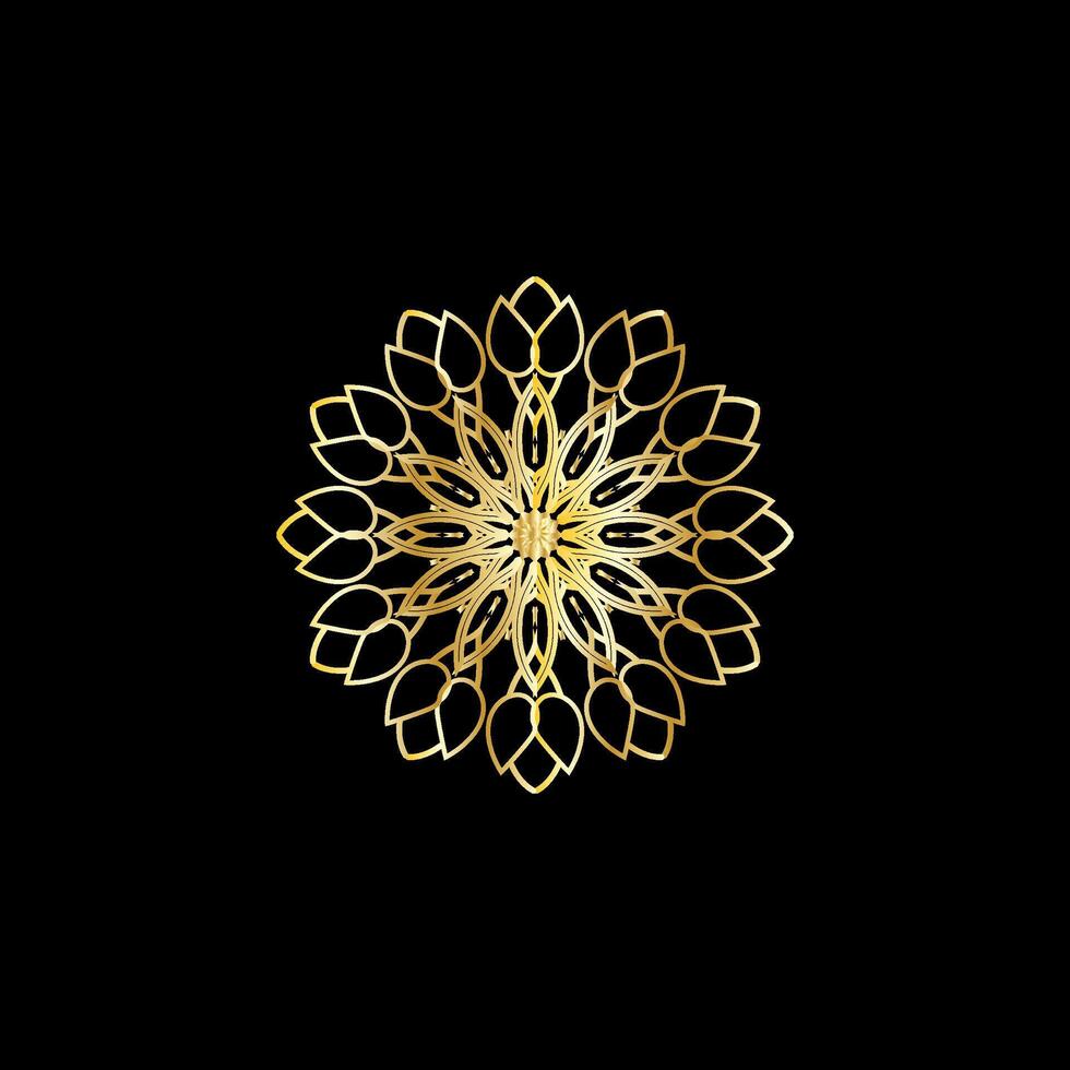 Mandala. Gold decorative element. Picture for coloring. Abstract circular ornament with stylized leaves vector