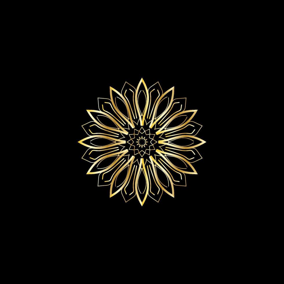 Mandala. Gold decorative element. Picture for coloring. Abstract circular ornament with stylized leaves vector