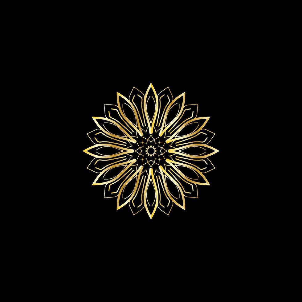 Mandala. Gold decorative element. Picture for coloring. Abstract circular ornament with stylized leaves vector