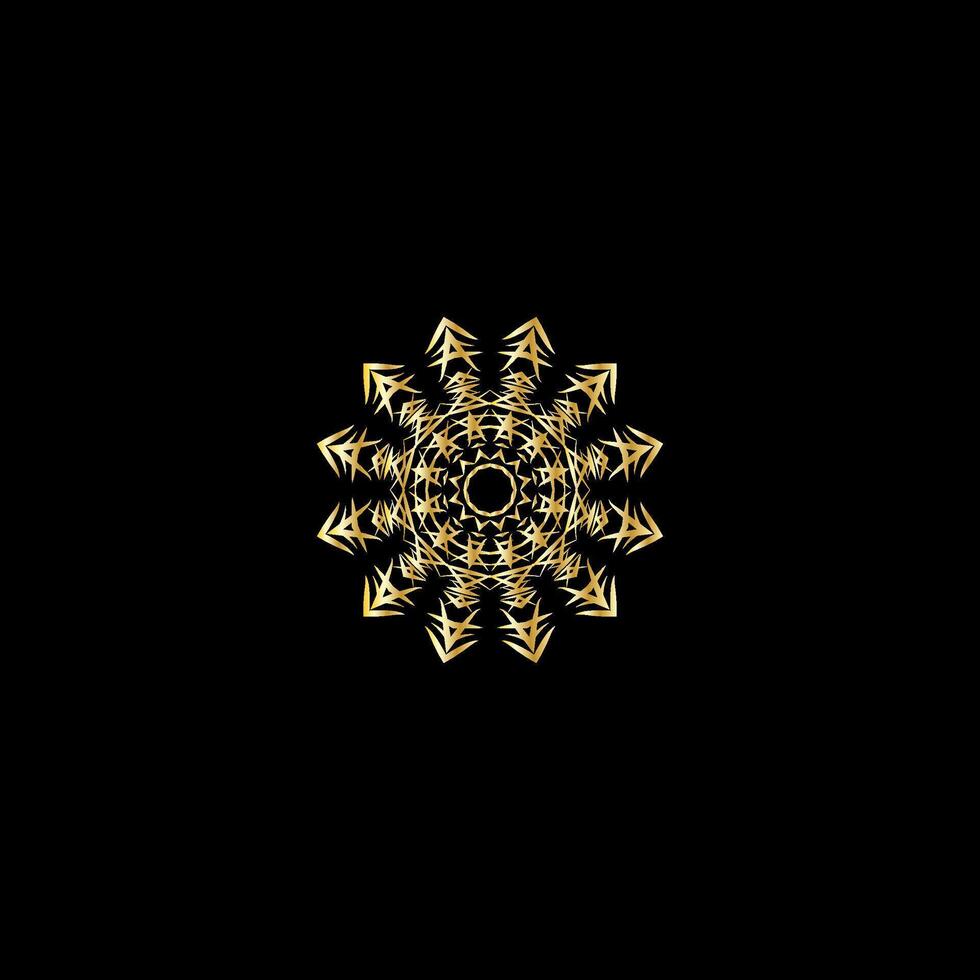 Mandala. Gold decorative element. Picture for coloring. Abstract circular ornament with stylized leaves vector