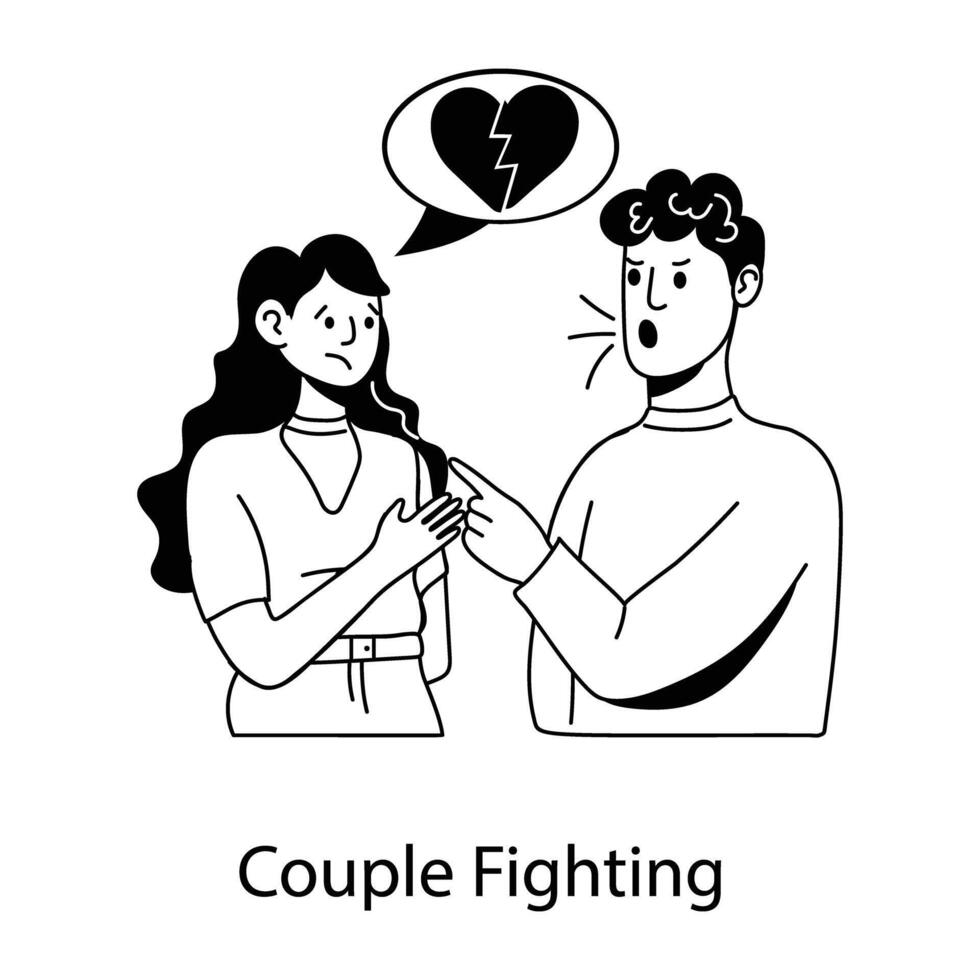 Trendy Couple Fighting vector