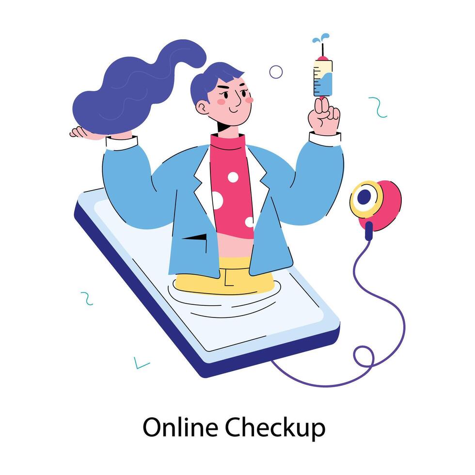 Trendy Online Checkup vector