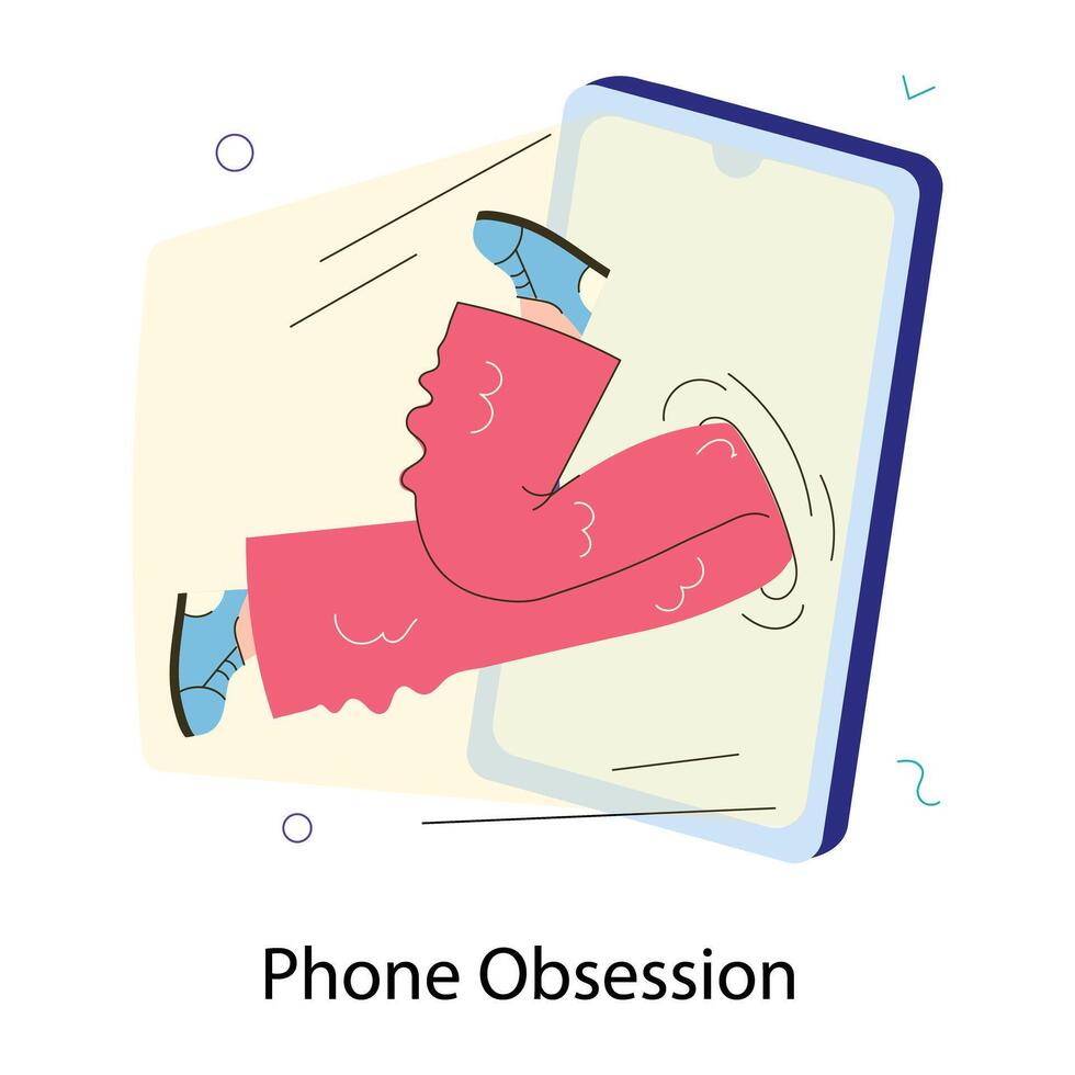 Trendy Phone Obsession vector