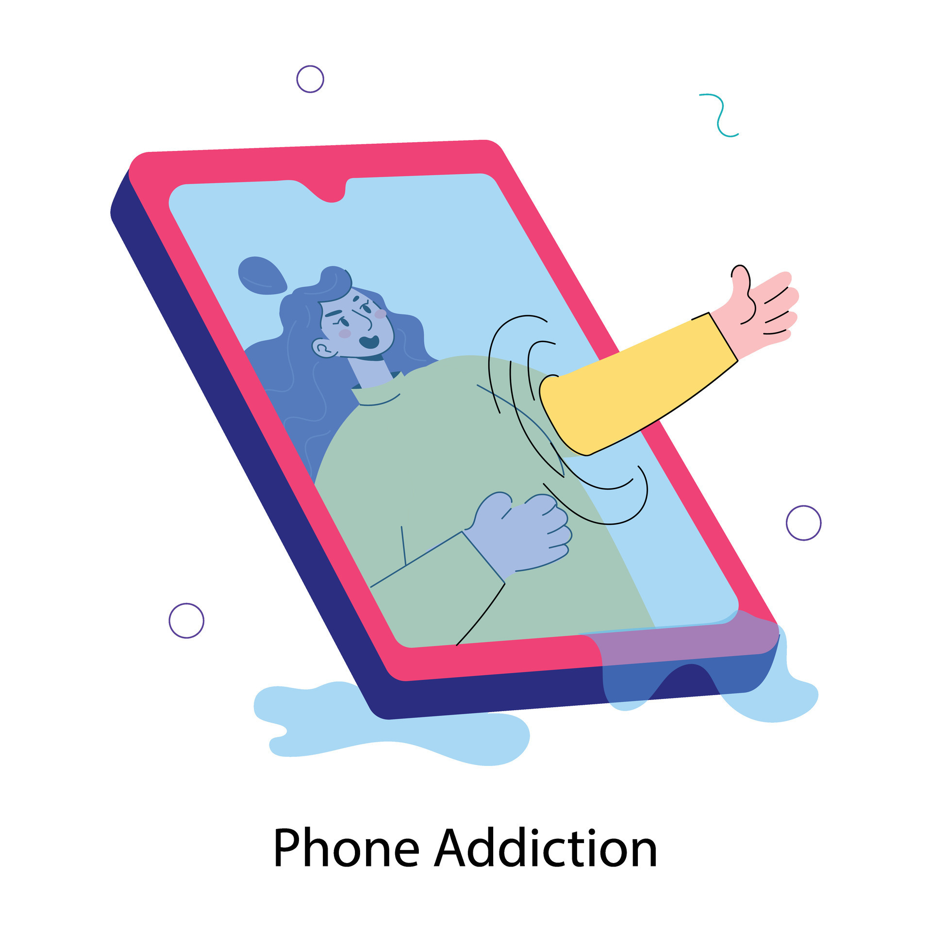 Trendy Phone Addiction 43189764 Vector Art at Vecteezy