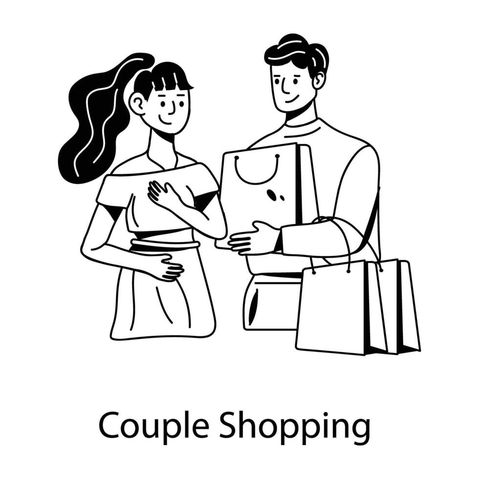 Trendy Couple Shopping vector