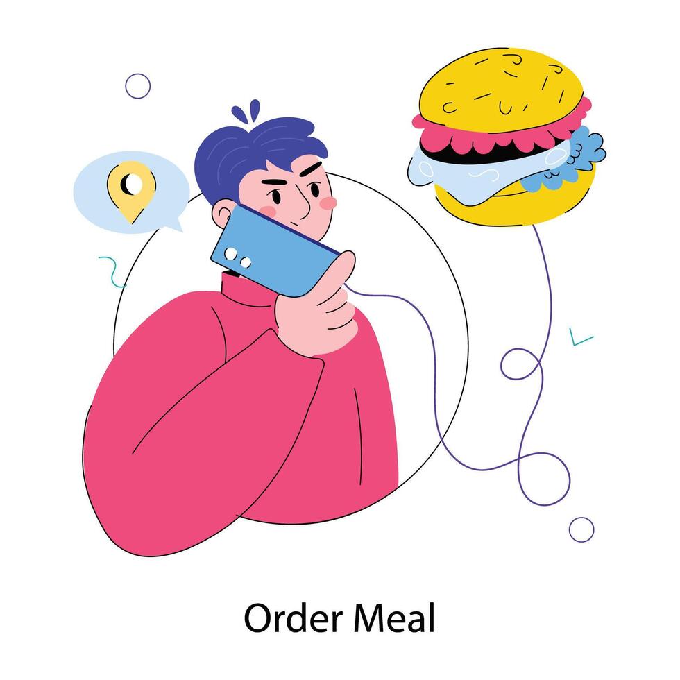 Trendy Order Meal vector