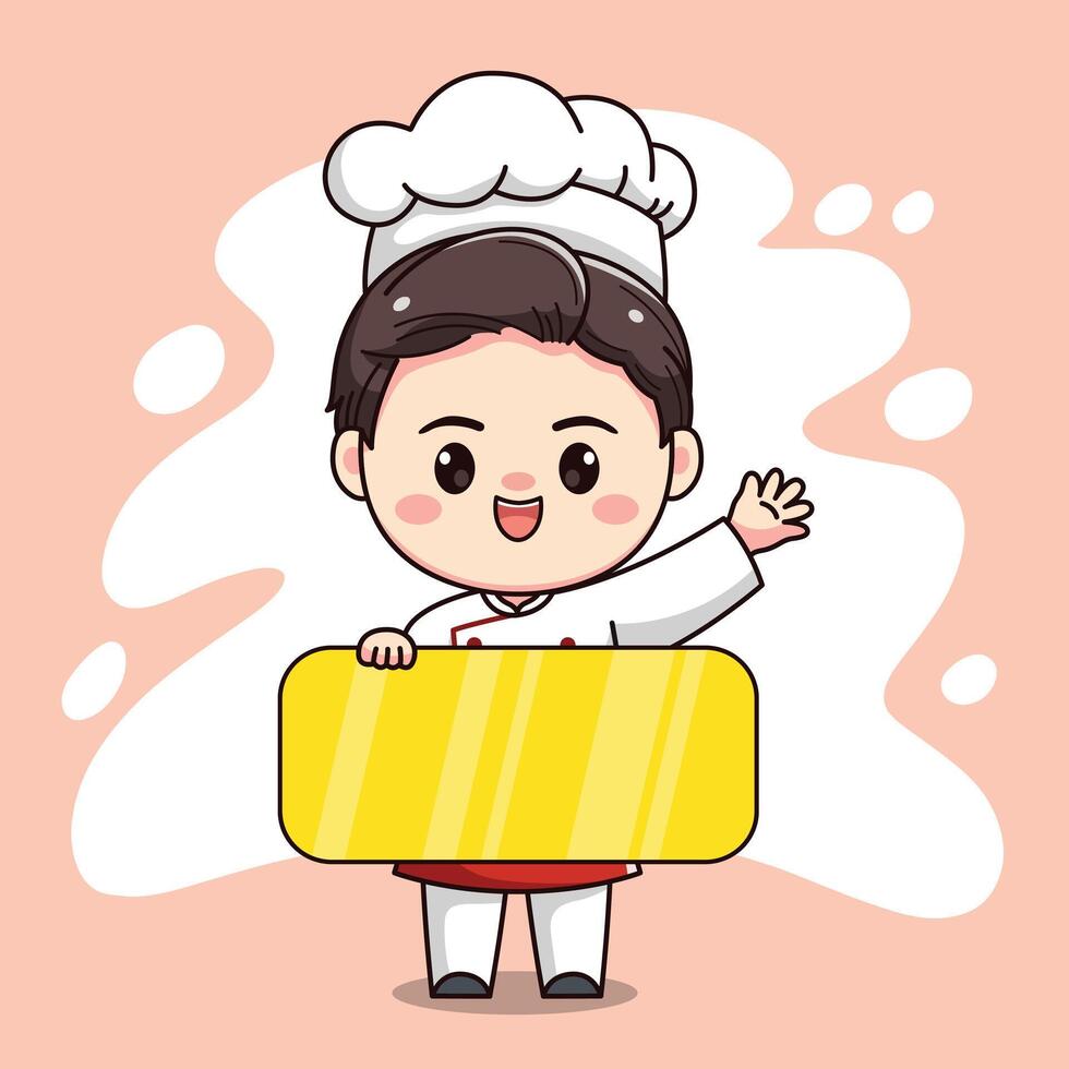 cute chef boy character with a board for text vector