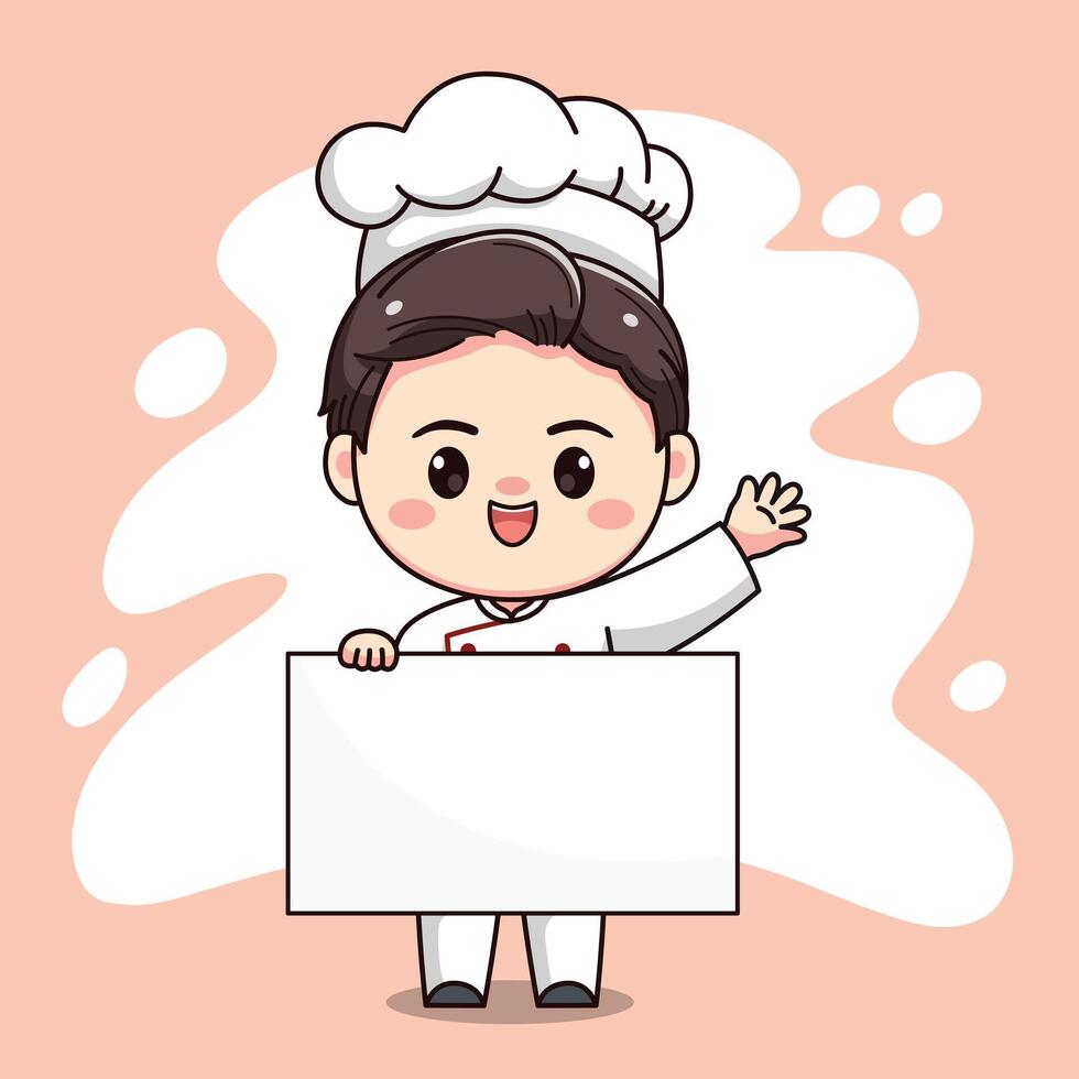 cute chef boy character with a board for text vector