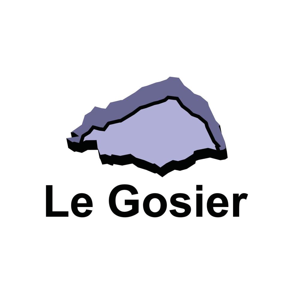 Map City of Le Gosier design illustration, symbol, sign, outline, World Map International template on white background vector