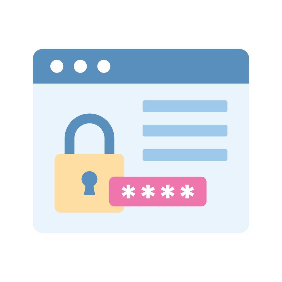 Padlock on website showing secure website, icon illustration vector