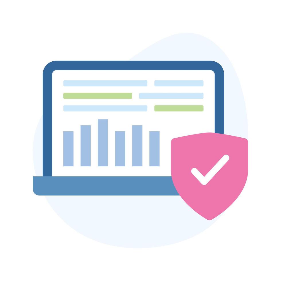 Bar chart inside laptop screen showing concept icon of data analytics vector