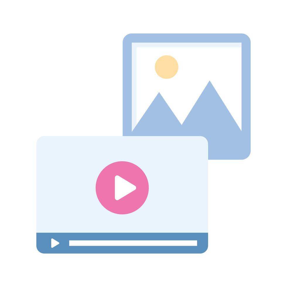 Icon of Multimedia in modern design style, with play symbol on it vector
