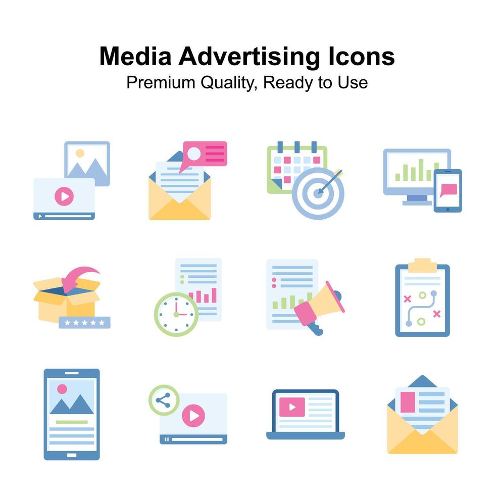 Icon of Multimedia in modern design style, with play symbol on it vector