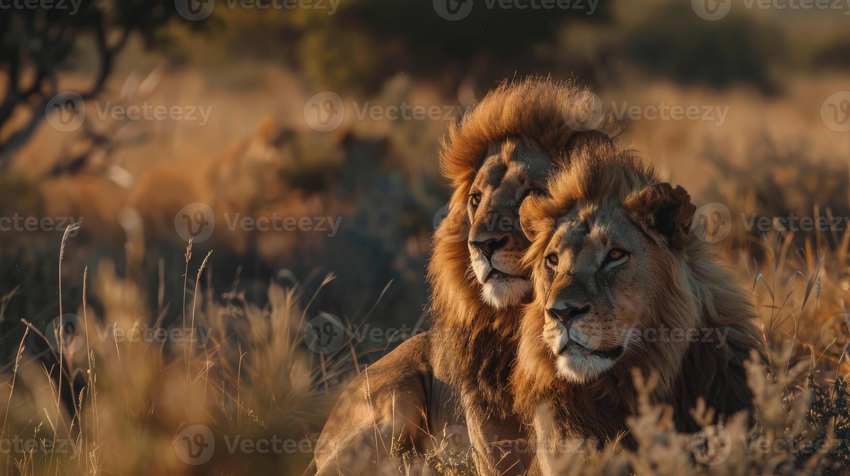 Majestic African lion couple. photo