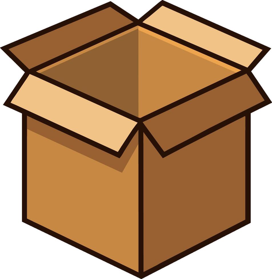 an illustration of a cardboard box with a lid open vector