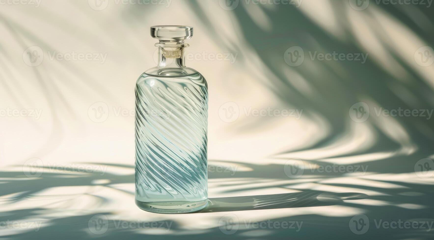 Transparent glass liquor bottle. photo