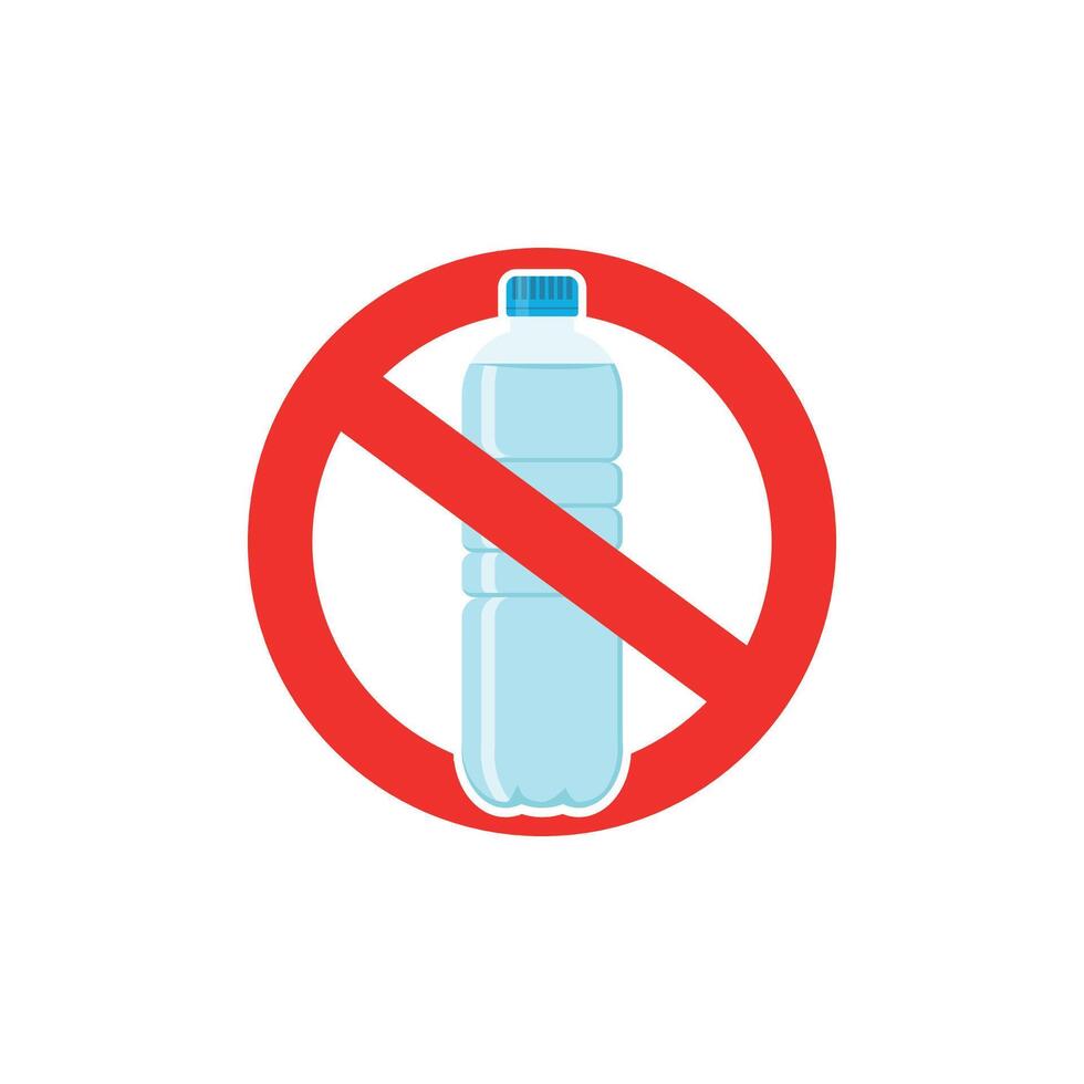 illustration of prohibited use of mineral plastic bottle designs. vector