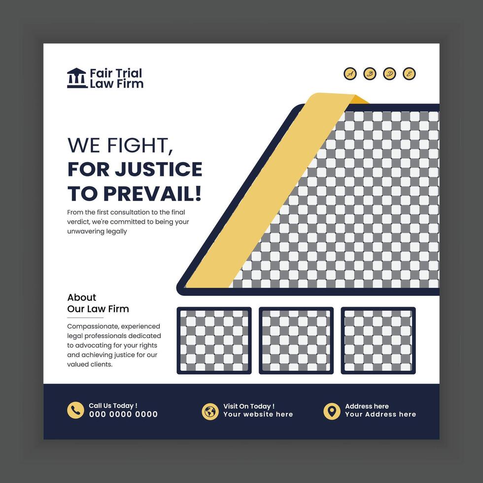 Law Firm Social media post and law consultation square flyer or web banner template design vector