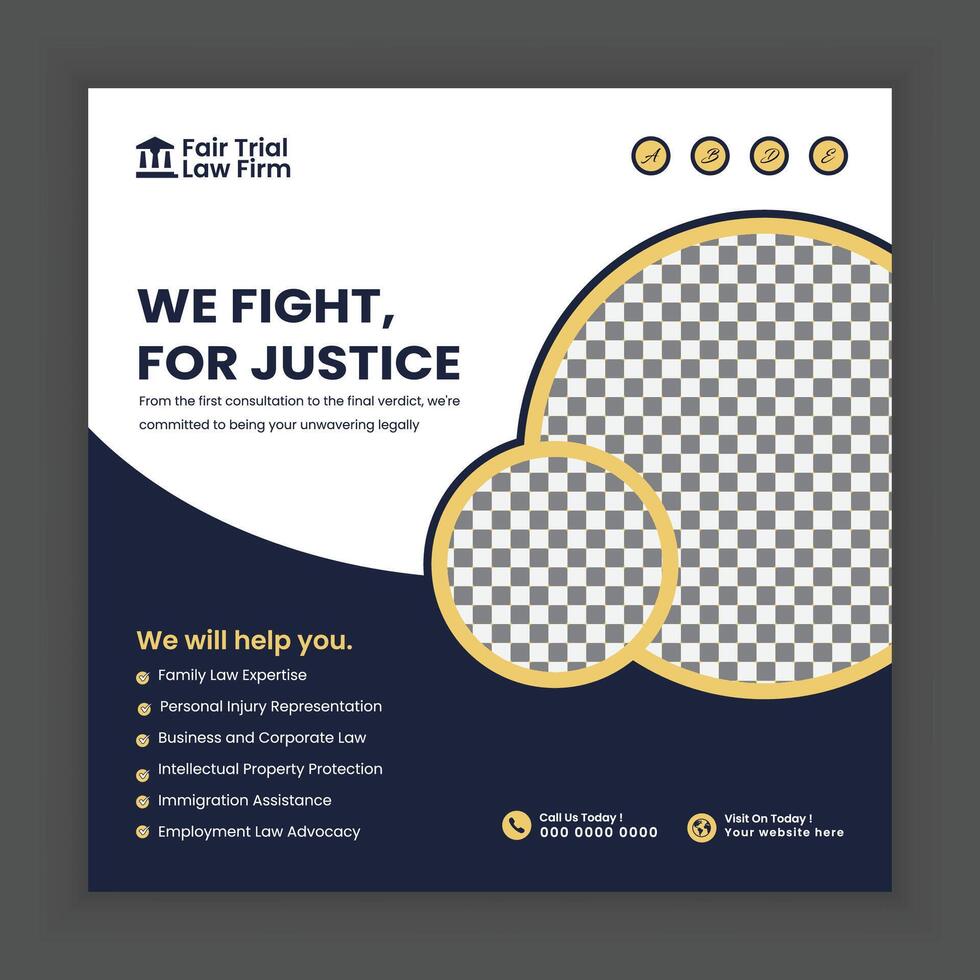 Law Firm Social media post and law consultation square flyer or web banner template design vector