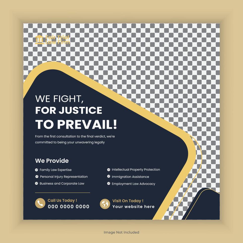 Law Firm Social media post and law consultation square flyer or web banner template design vector