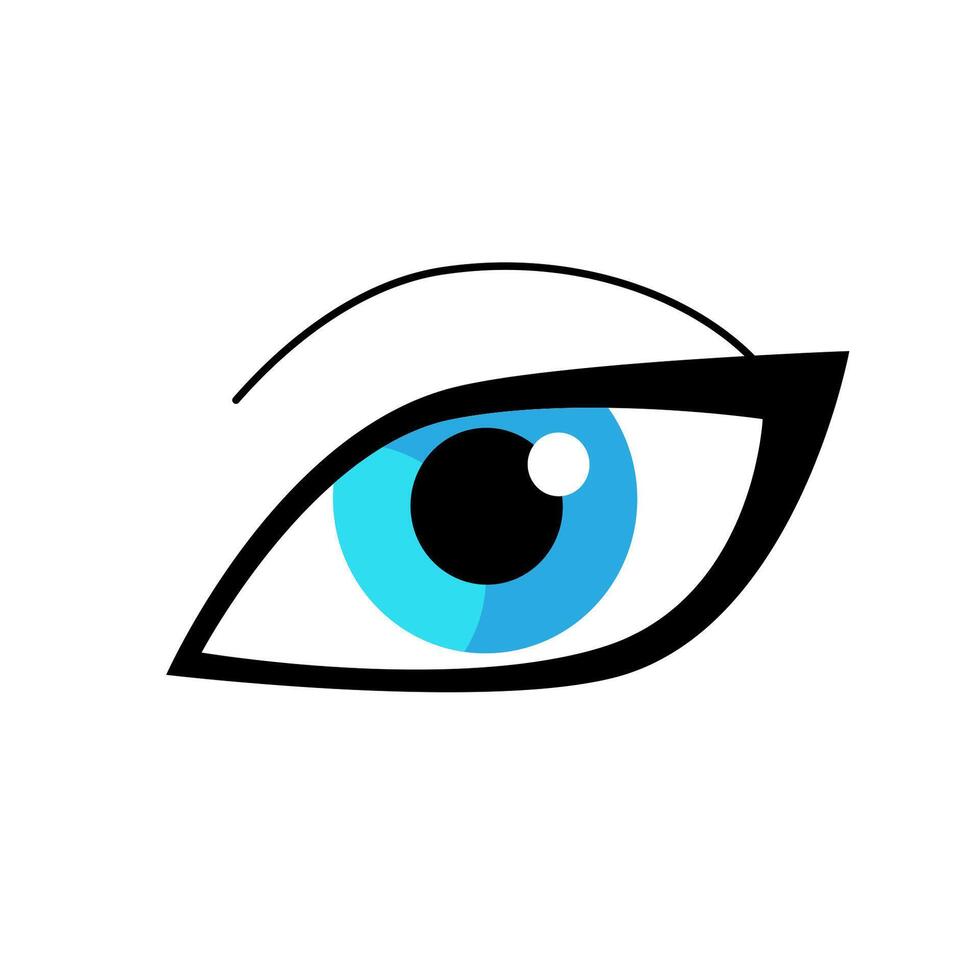 Human blue eye simple illustration or icon. Female eye. Graphic illustration isolated on white. vector