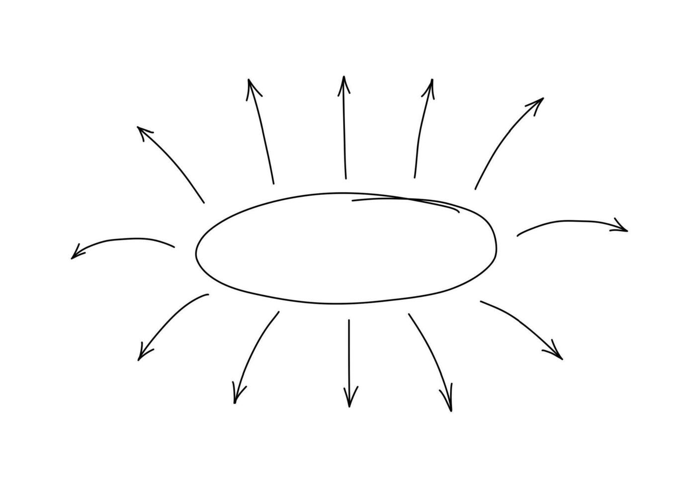 Hand drawn circle spoke diagram. Black line illustration isolated on white background. vector