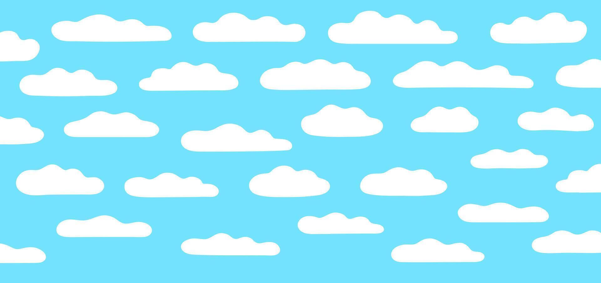 Clouds set. Cloudy sky. Flat illustration isolated on blue background. vector