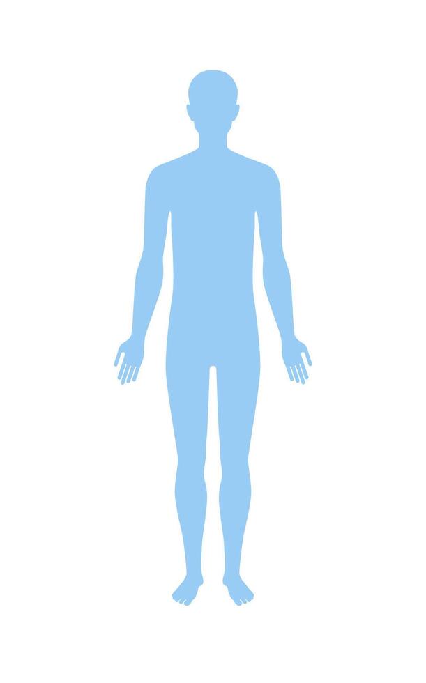 Standing human body silhouette front view. Flat illustration isolated on white. vector