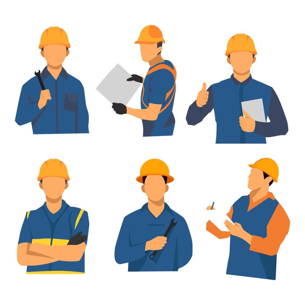 set of contraction people showing different movements,Engineers working vector