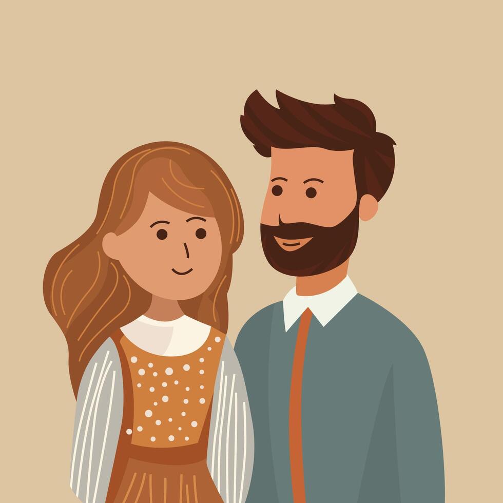 boy and girl in love,avatar,Hand drawn trendy set. Elegant art vector