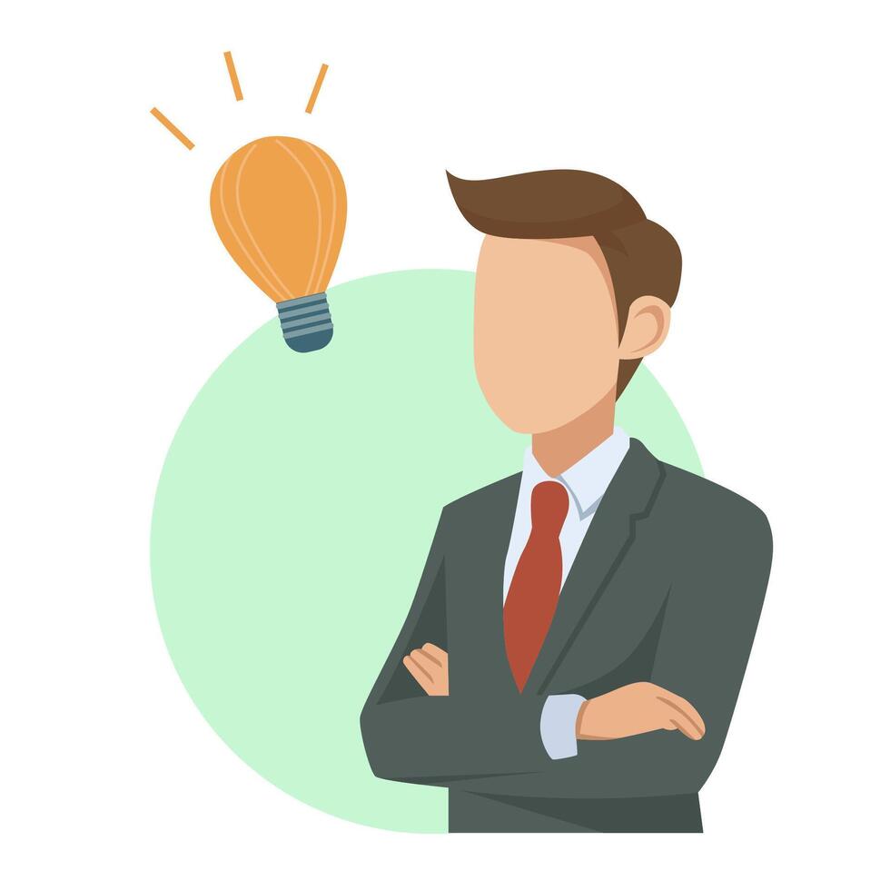 businessman thinking business strategy,Man standing with light bulb vector
