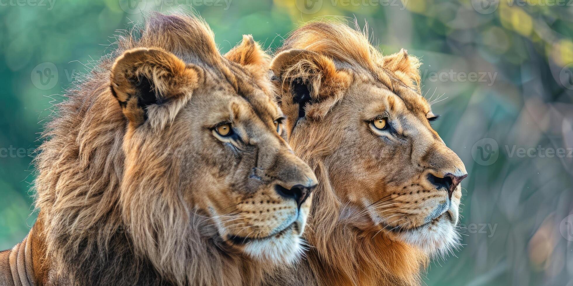 Majestic African lion couple. photo