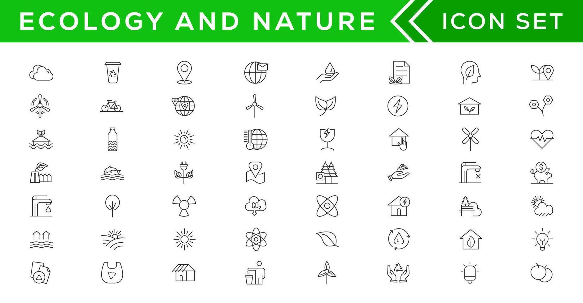Mega set of ecology icons in trendy line style. Big set Icons collection vector
