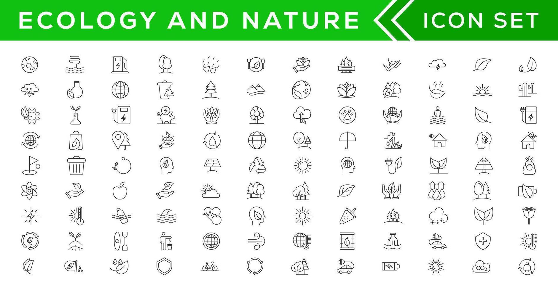 Mega set of ecology icons in trendy line style. Big set Icons collection vector