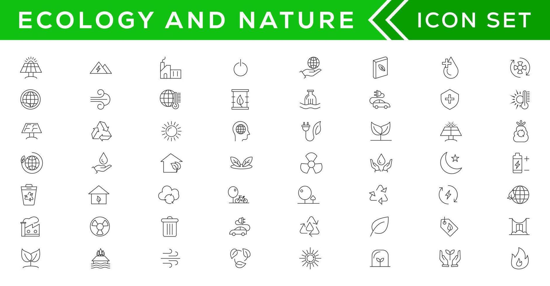 Mega set of ecology icons in trendy line style. Big set Icons collection vector