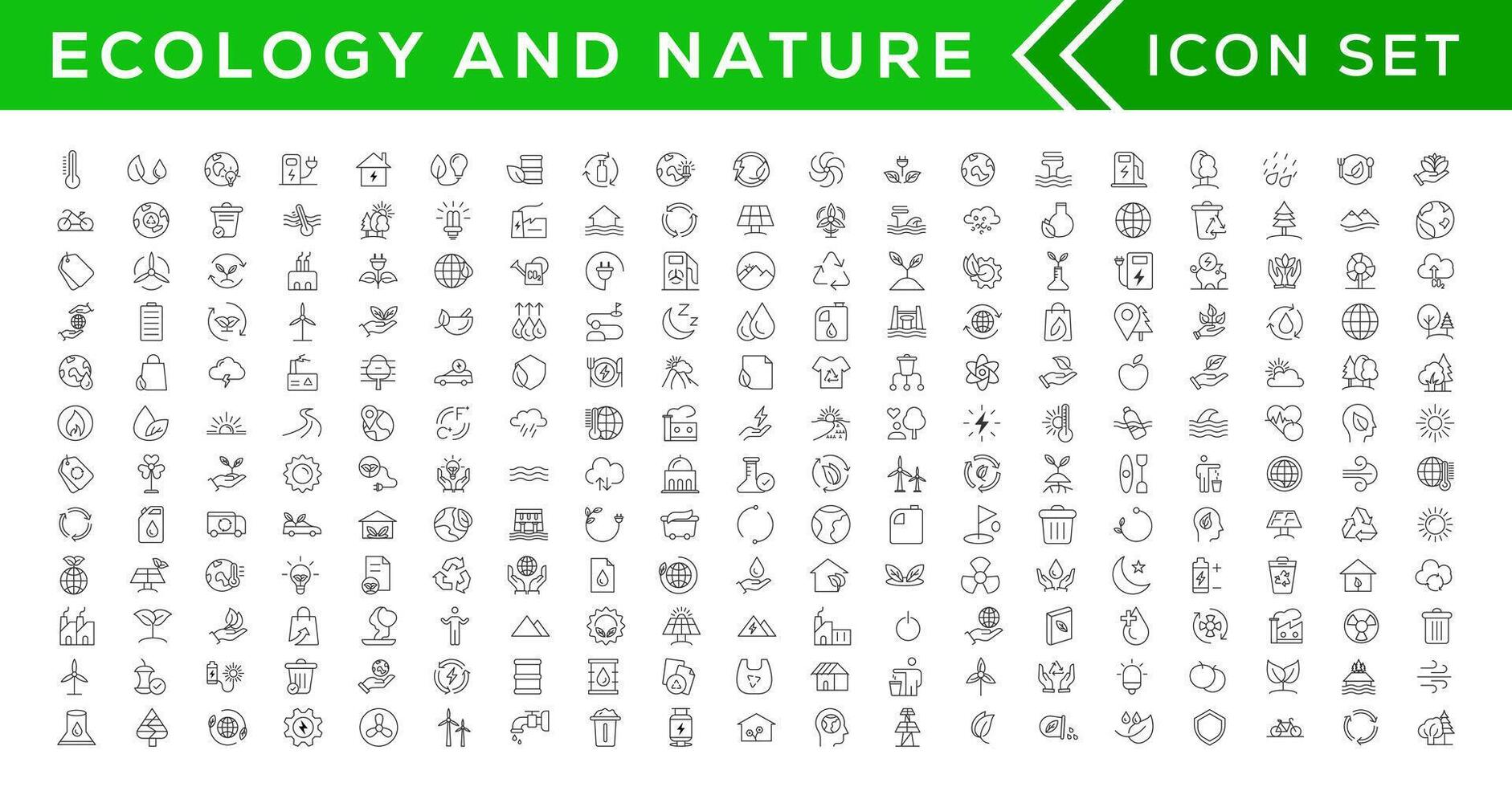 Mega set of ecology icons in trendy line style. Big set Icons collection vector