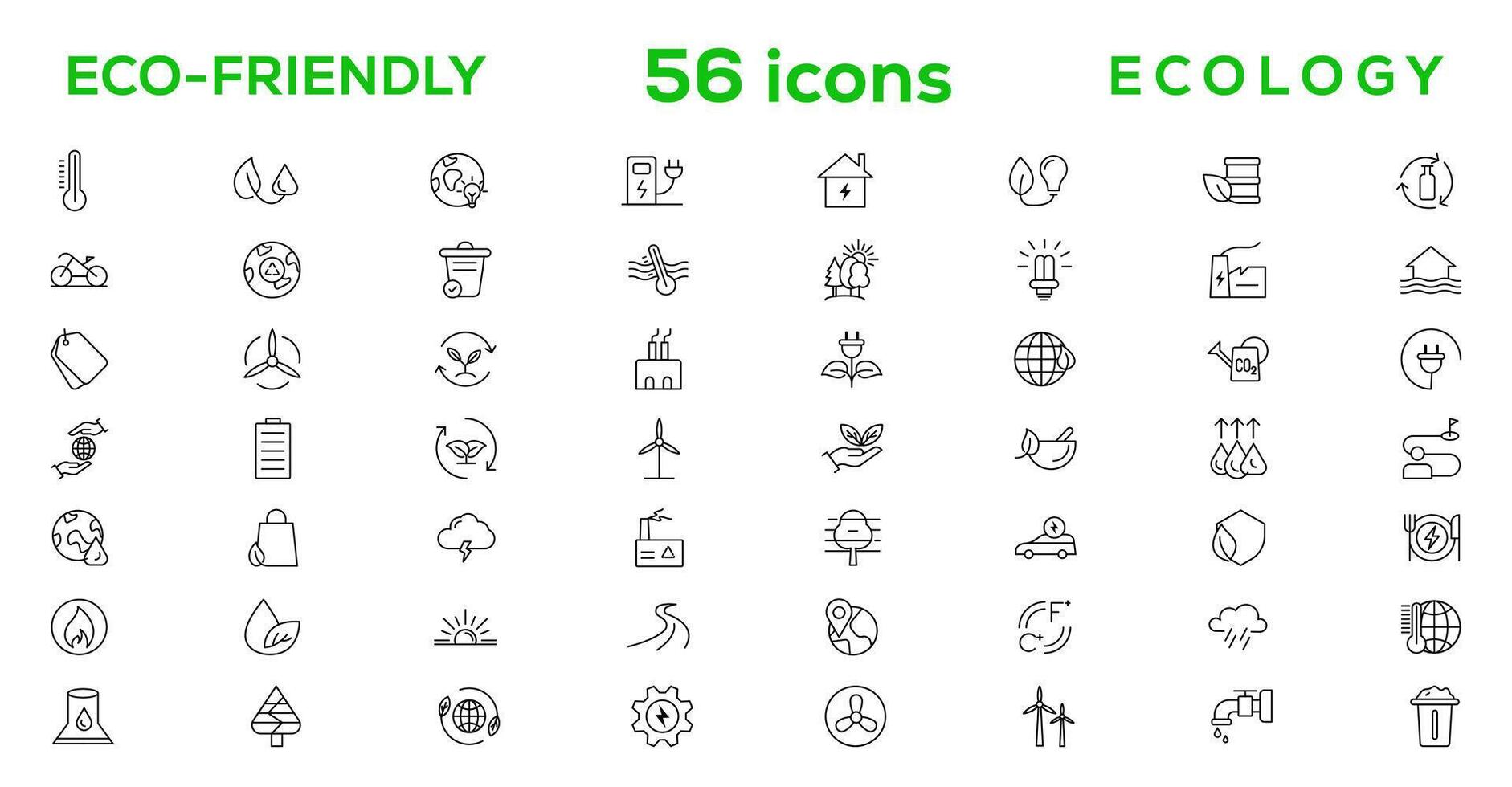 Mega set of ecology icons in trendy line style. Big set Icons collection vector