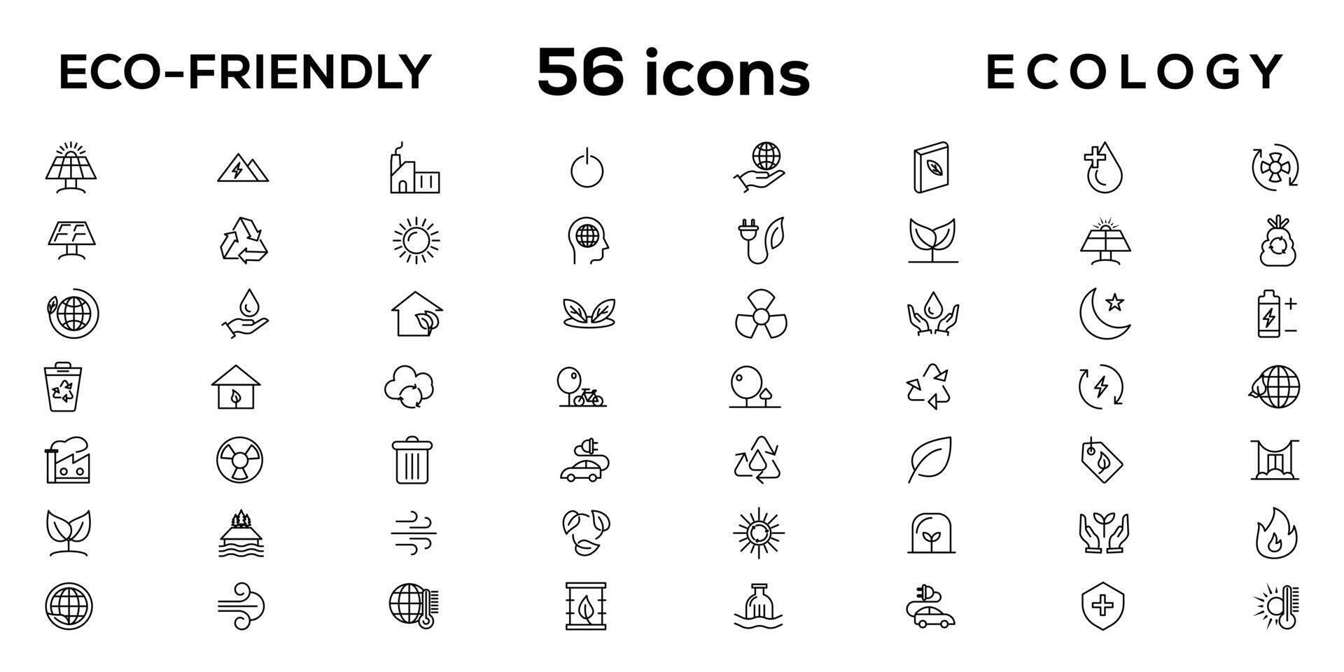 Mega set of ecology icons in trendy line style. Big set Icons collection vector