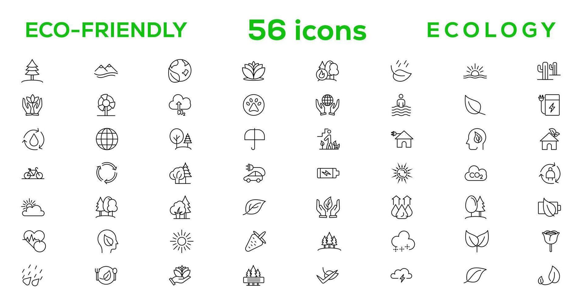 Mega set of ecology icons in trendy line style. Big set Icons collection vector