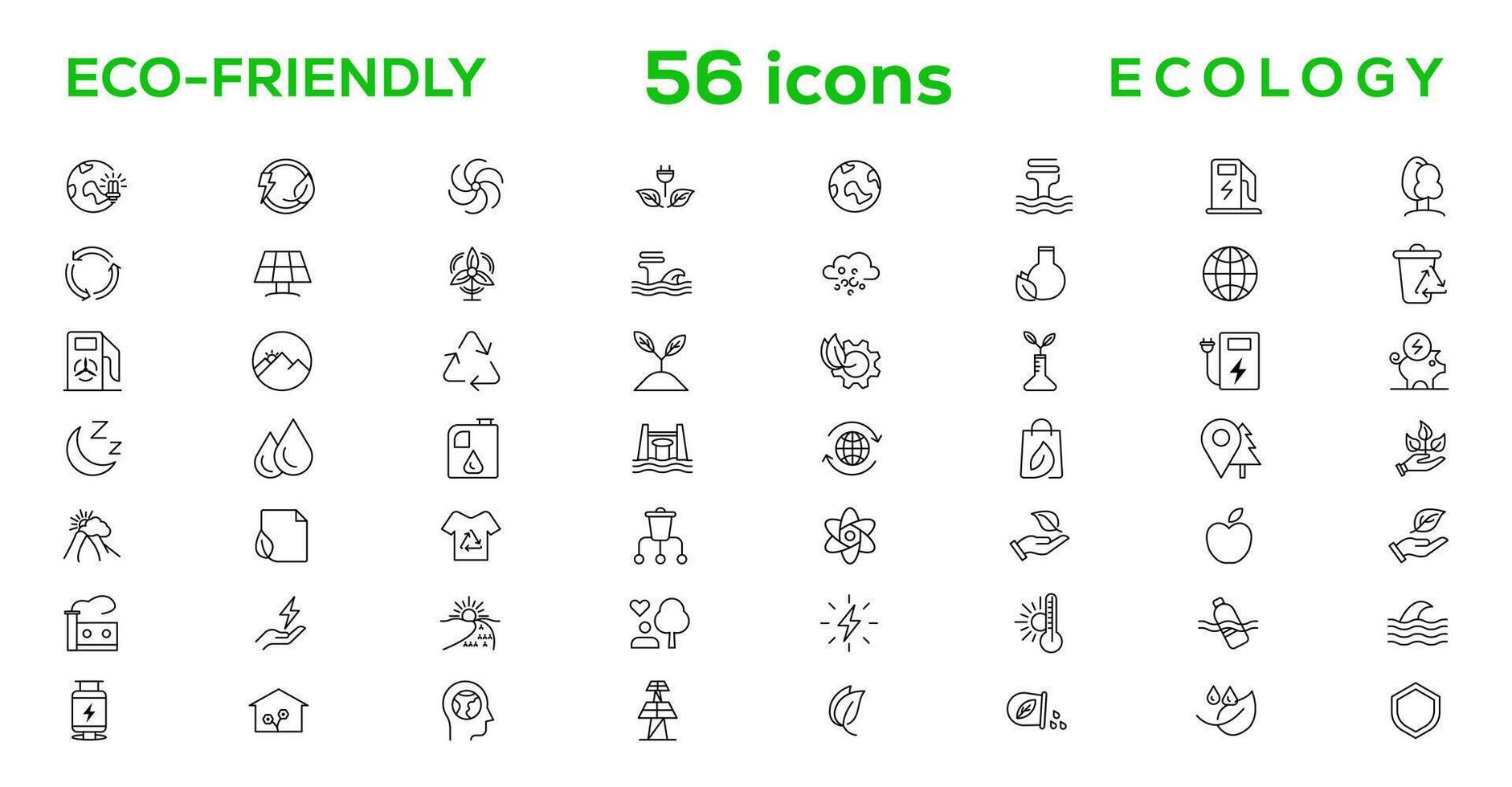 Mega set of ecology icons in trendy line style. Big set Icons collection vector