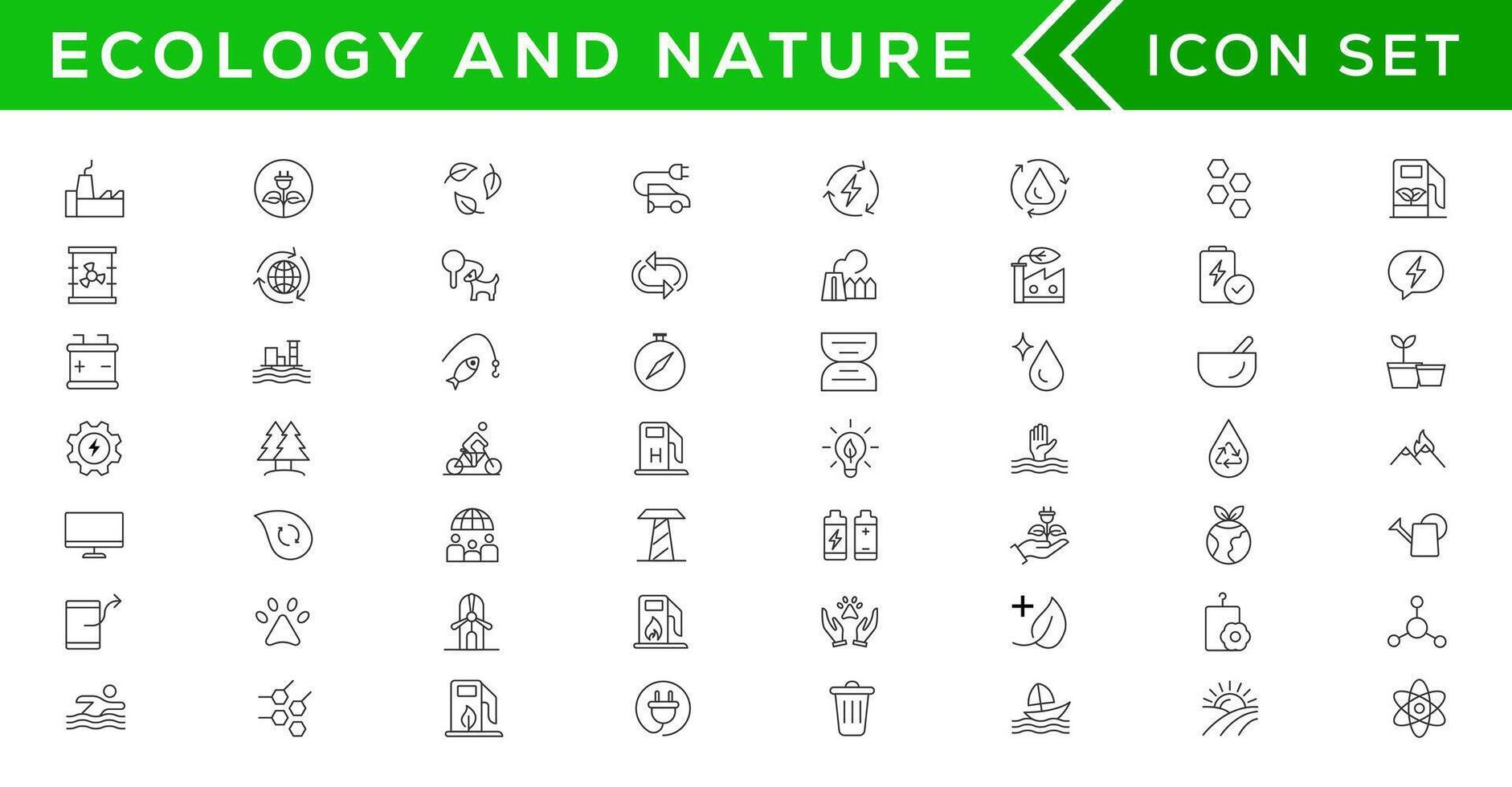 Mega set of ecology icons in trendy line style. Big set Icons collection vector