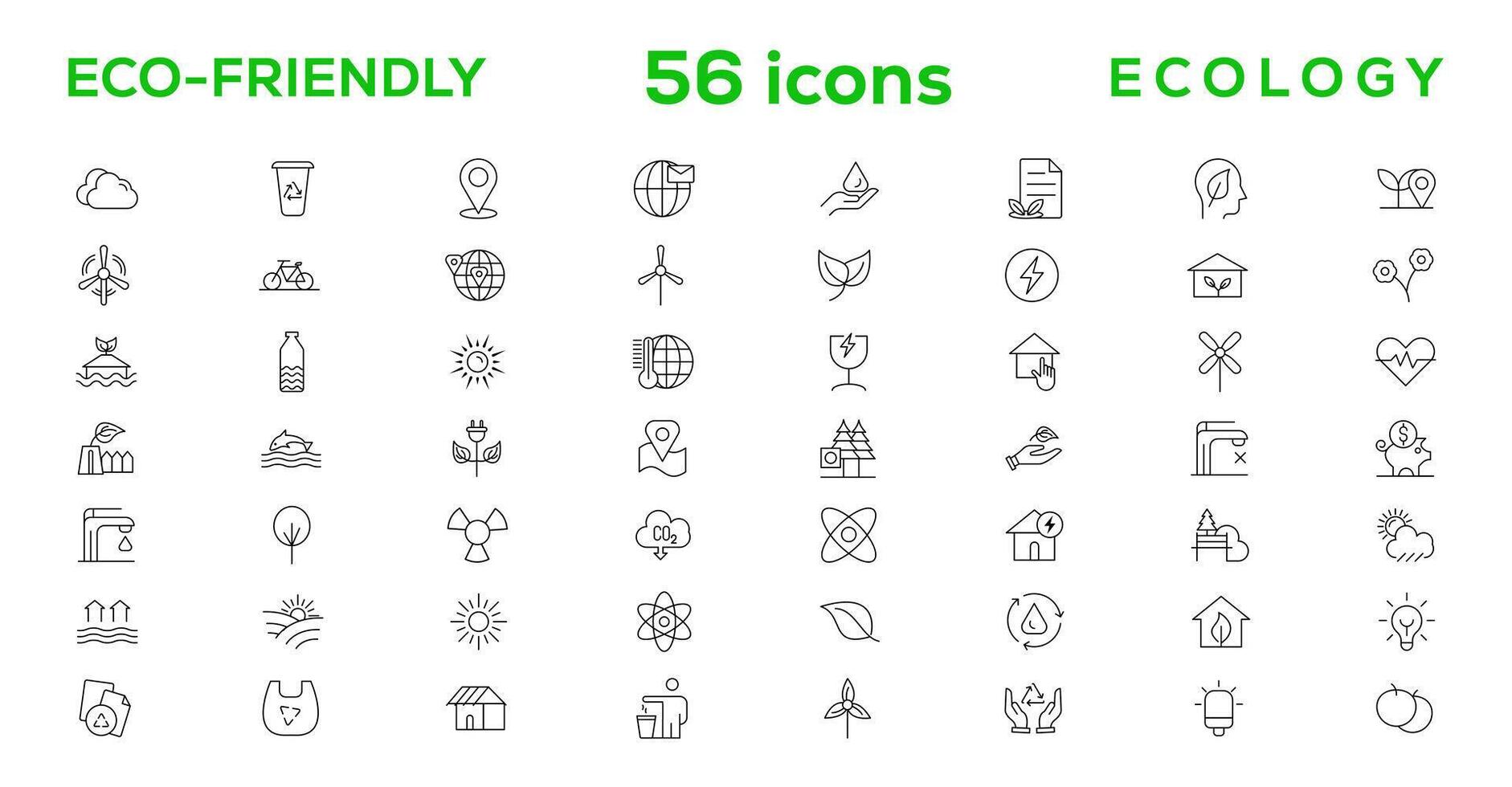 Mega set of ecology icons in trendy line style. Big set Icons collection vector