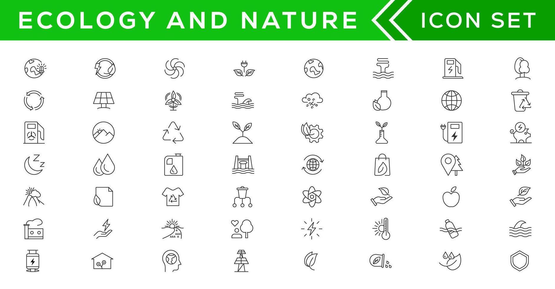 Mega set of ecology icons in trendy line style. Big set Icons collection vector