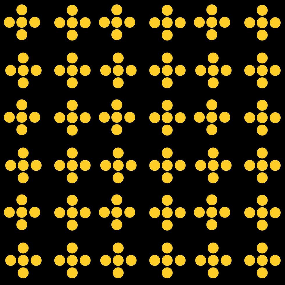 Brutalism abstract Pattern with simple geometric shapes circles crosses. Black and yellow. Flat illustration. vector
