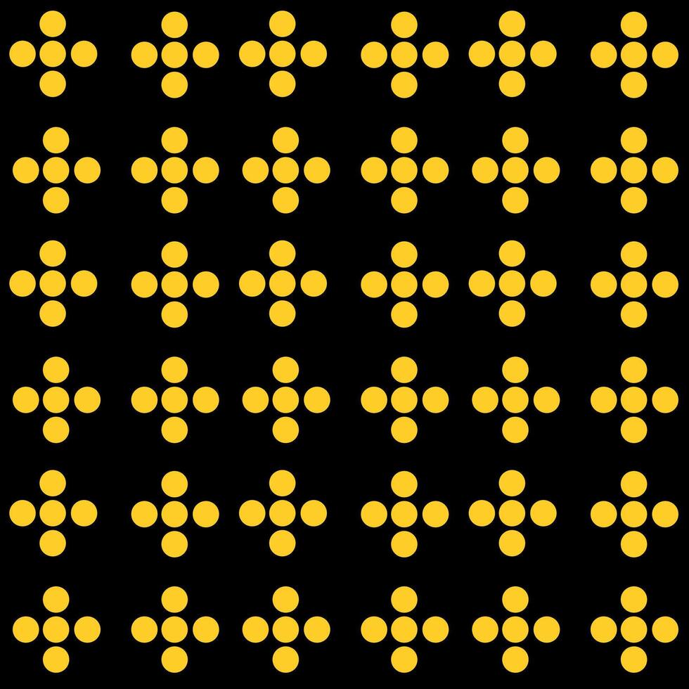 brutalismo resumen modelo con sencillo geométrico formas círculos cruces negro y amarillo. plano ilustración. vector