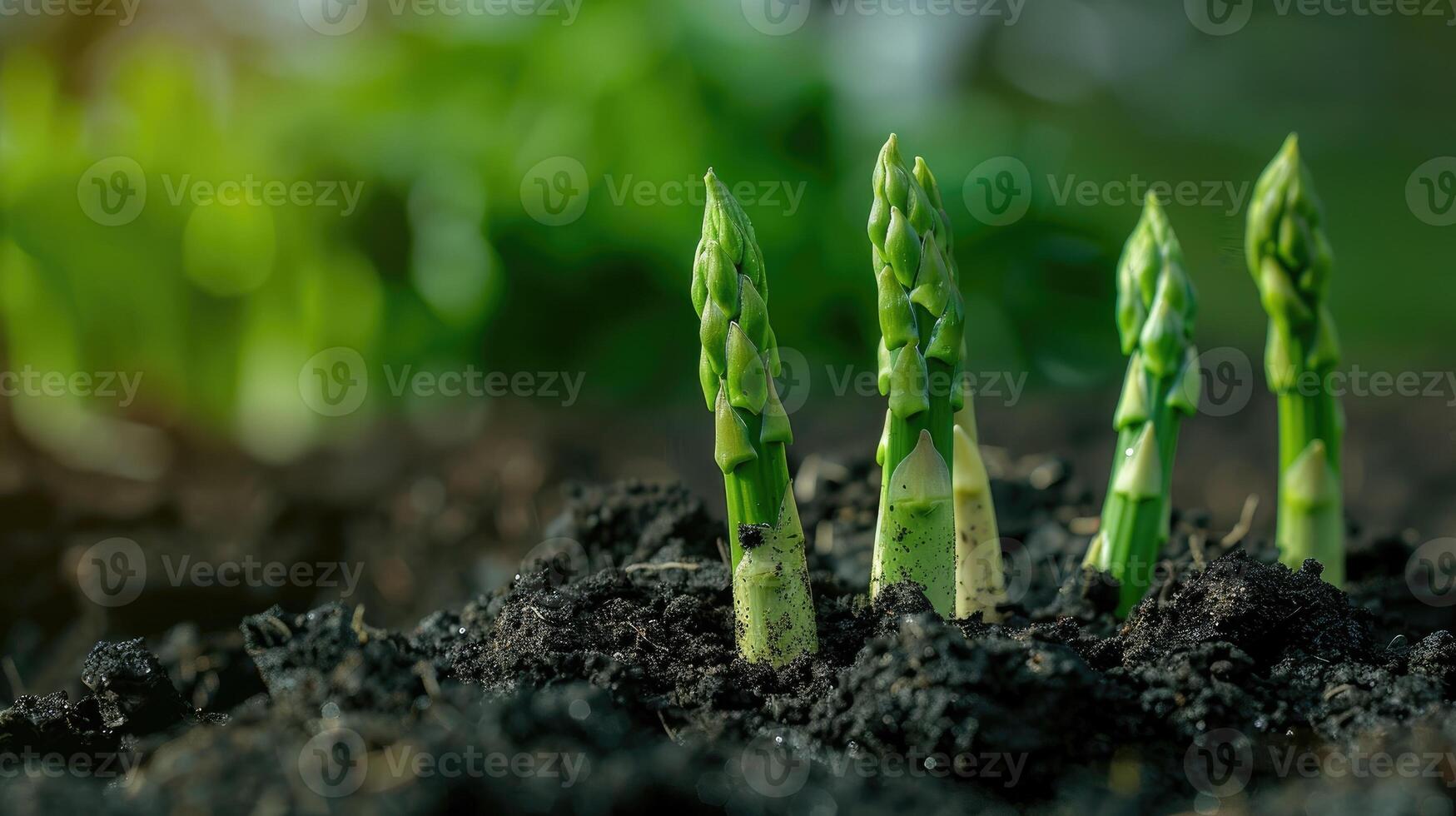 orgánico agricultura espárragos en negro suelo. foto