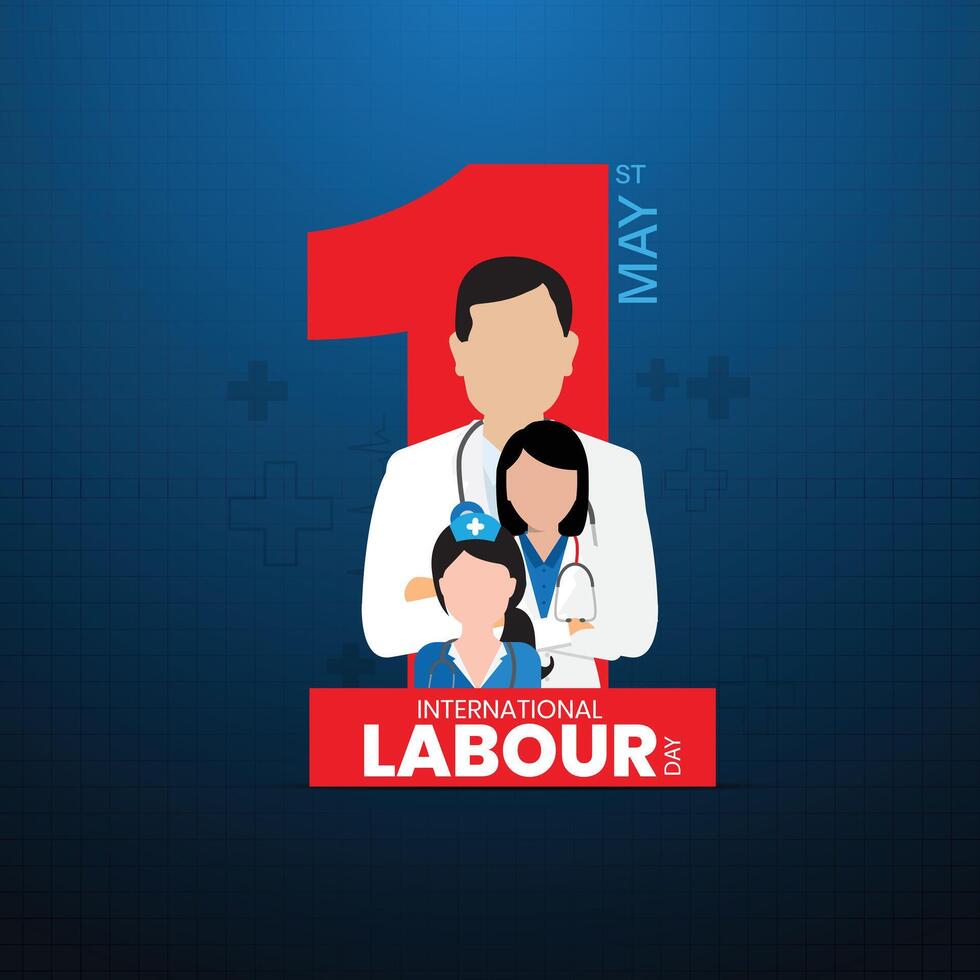 contento labor día médico enfermeras, médico personal, productos farmacéuticos, clínica, y hospital, Primero mayo internacional labor día. gracias usted para tu difícil trabajar. gracias tú, doctores y enfermeras trabajadores día vector