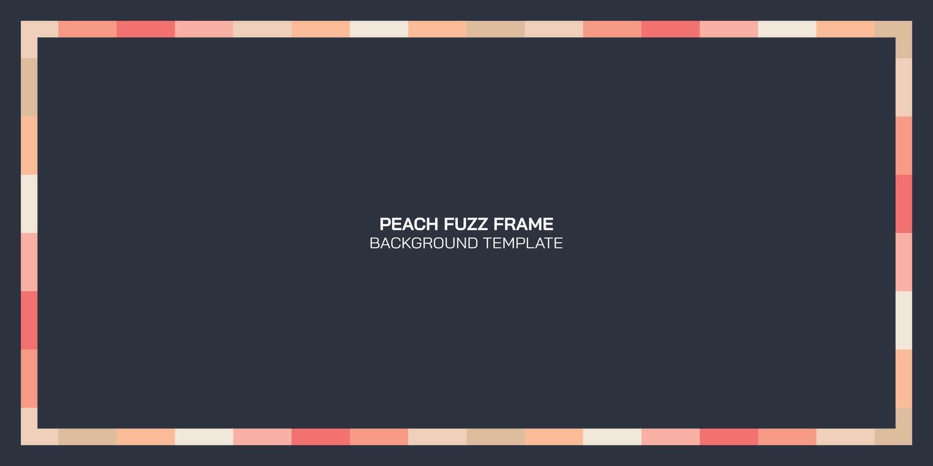Peachy fuzz rectangle frame template on dark blue background. vector